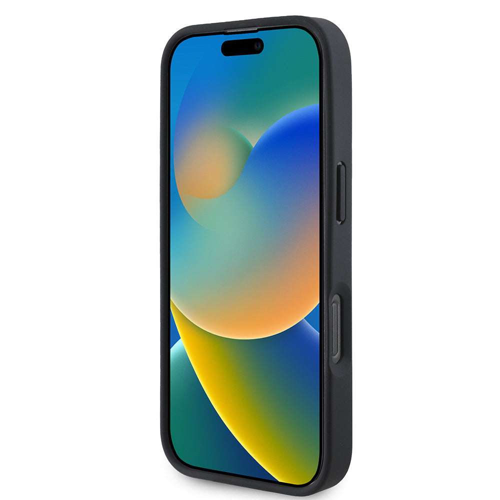 Custodia MagSafe per Apple iPhone 16 Pro Max, BMW, Perforated M Perf. Tricolor Stripers, Nera