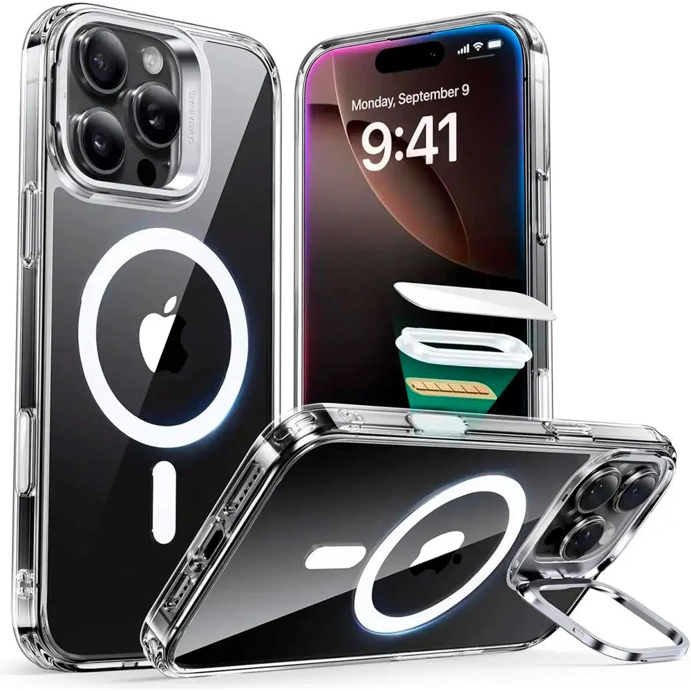 Custodia MagSafe per Apple iPhone 16 Pro Max, ESR, Classic Hybrid Kickstand Slide, Trasparente