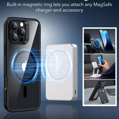 Custodia MagSafe per Apple iPhone 16 Pro Max, ESR, Classic Hybrid, Nera Trasparente