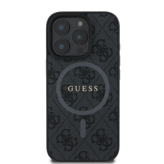 Custodia MagSafe per Apple iPhone 16 Pro Max, Guess, 4G Ring Classic Logo, Nera