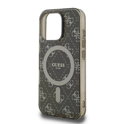Custodia MagSafe per Apple iPhone 16 Pro Max, Guess, IML 4G Background, Marrone