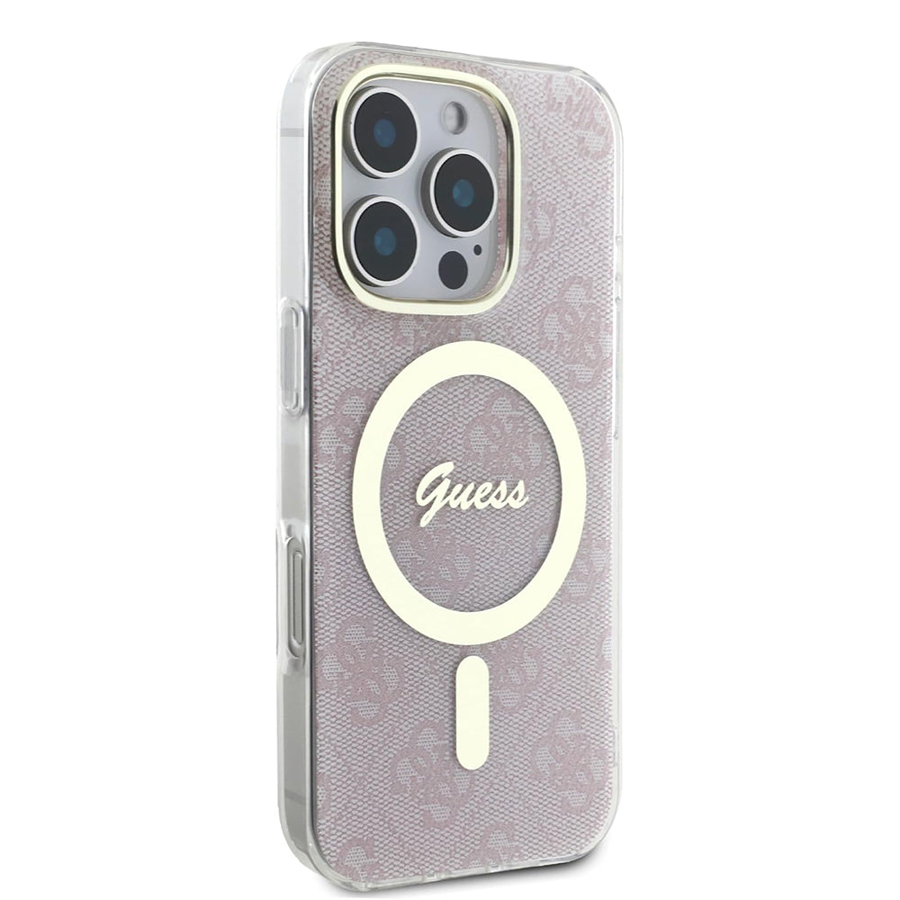 Custodia MagSafe per Apple iPhone 16 Pro Max, Guess, IML 4G, Rosa
