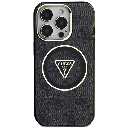 MagSafe Case for Apple iPhone 16 Pro Max, Guess, IML Glitter 4G Circle Triangle, Black