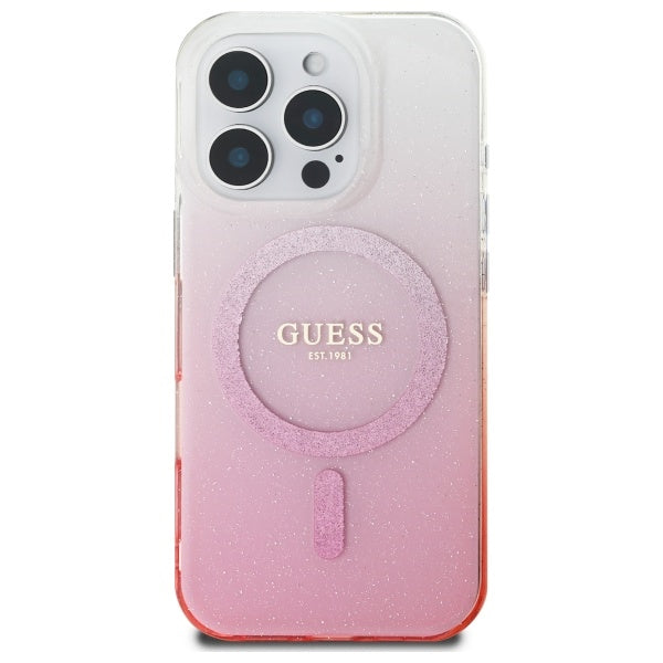 Custodia MagSafe per Apple iPhone 16 Pro Max, Guess, IML Glitter Gradient, Rosa