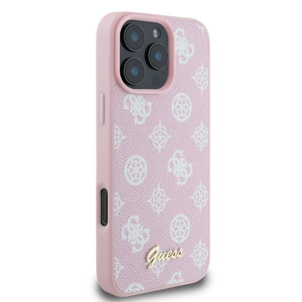 Custodia MagSafe per Apple iPhone 16 Pro Max, Guess, Peony Script, Rosa