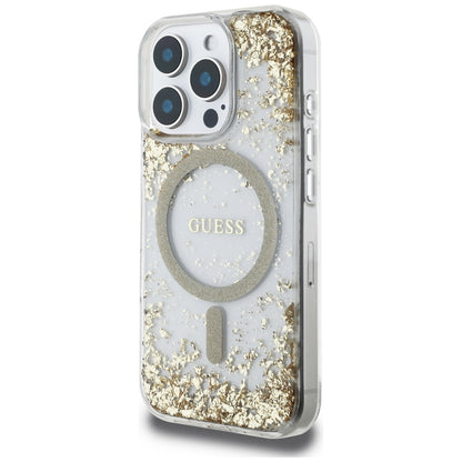 Custodia MagSafe per Apple iPhone 16 Pro Max, Guess, Resin Bottom Glitter, Dorata
