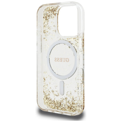 Custodia MagSafe per Apple iPhone 16 Pro Max, Guess, Resin Bottom Glitter, Dorata