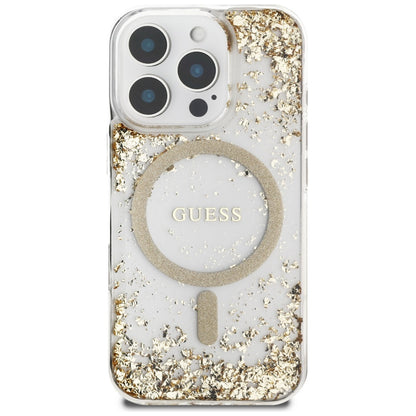 Custodia MagSafe per Apple iPhone 16 Pro Max, Guess, Resin Bottom Glitter, Dorata