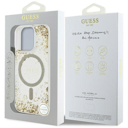Custodia MagSafe per Apple iPhone 16 Pro Max, Guess, Resin Bottom Glitter, Dorata