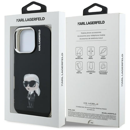 Custodia MagSafe per Apple iPhone 16 Pro Max, Karl Lagerfeld, IML Aquarelle Logo Karl, Nera