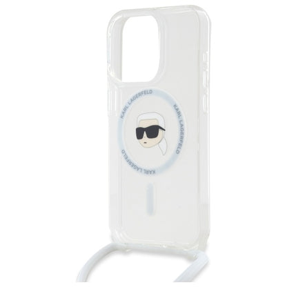 Custodia MagSafe per Apple iPhone 16 Pro Max, Karl Lagerfeld, IML Crossbody Karl's Head, Trasparente