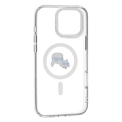 Custodia MagSafe per Apple iPhone 16 Pro Max, Karl Lagerfeld, IML Metal Karl & Choupette's Heads, Bianca