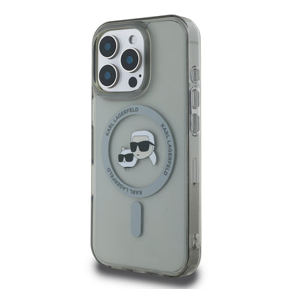 Custodia MagSafe per Apple iPhone 16 Pro Max, Karl Lagerfeld, IML Metal Karl & Choupette's Heads, Nera
