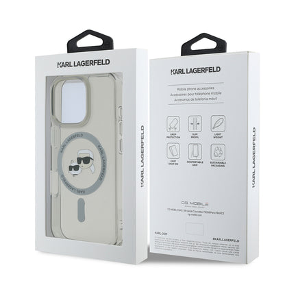 Custodia MagSafe per Apple iPhone 16 Pro Max, Karl Lagerfeld, IML Metal Karl & Choupette's Heads, Nera