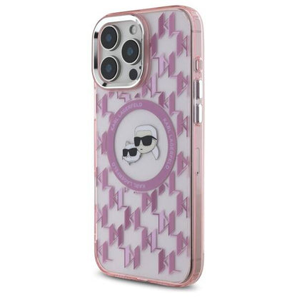 Custodia MagSafe per Apple iPhone 16 Pro Max, Karl Lagerfeld, IML Monogramma Karl & Choupette's Heads, Rosa