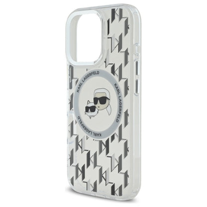 Custodia MagSafe per Apple iPhone 16 Pro Max, Karl Lagerfeld, IML Monogramma Karl & Choupette's Heads, Trasparente