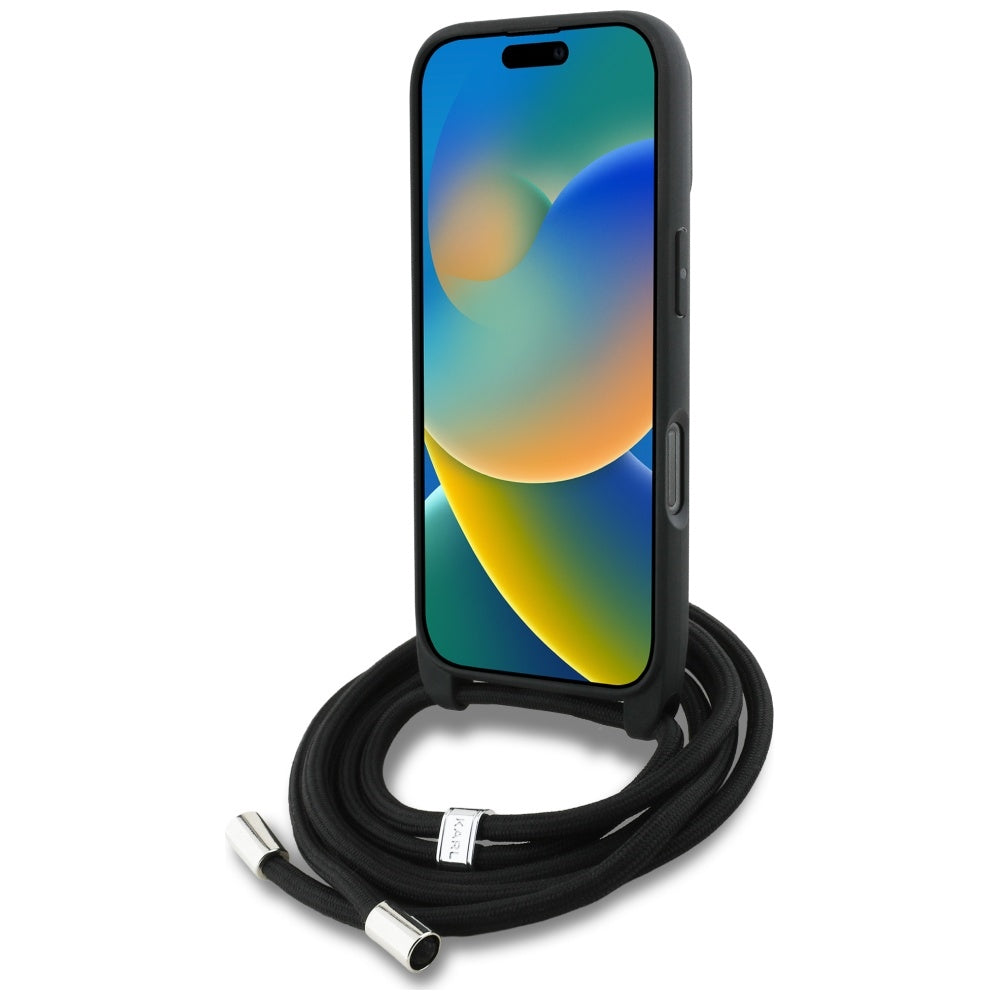 Custodia MagSafe per Apple iPhone 16 Pro Max, Karl Lagerfeld, Saffiano Crossbody, Grigio