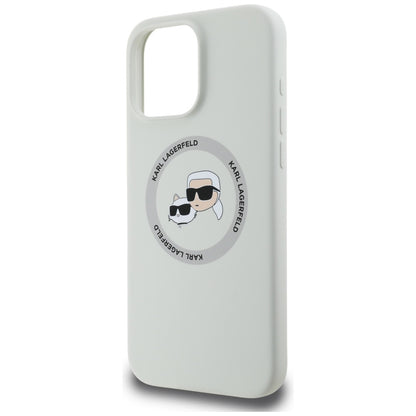 Custodia MagSafe per Apple iPhone 16 Pro Max, Karl Lagerfeld, Silicone Karl & Choupette's Heads, Beige