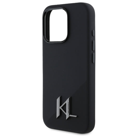 Custodia MagSafe per Apple iPhone 16 Pro Max, Karl Lagerfeld, Silicone Shadow Metal Initial, Nera