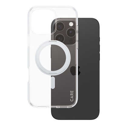 Custodia MagSafe per Apple iPhone 16 Pro Max, PanzerGlass, con Supporto Kickstand, Trasparente Argentata