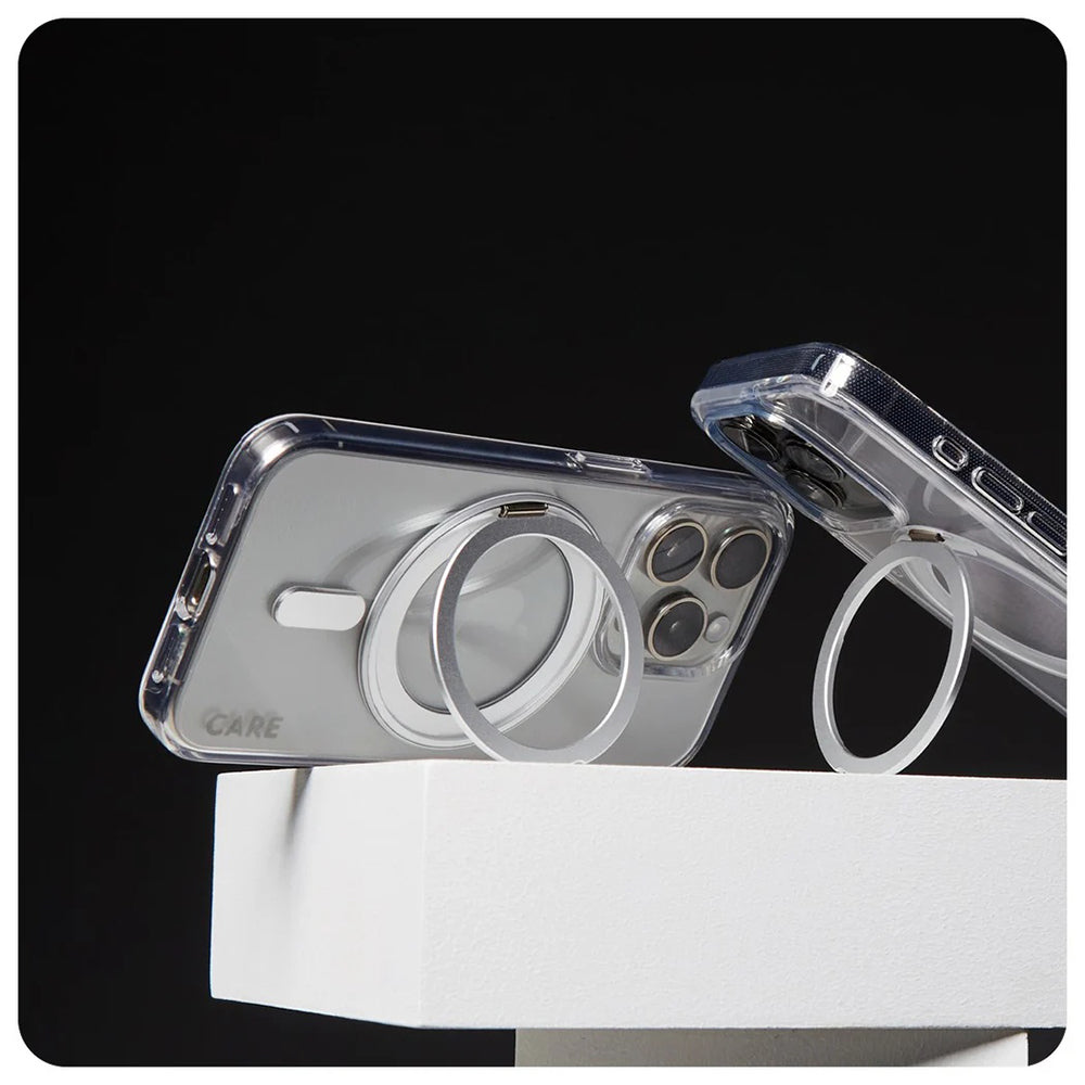 Custodia MagSafe per Apple iPhone 16 Pro Max, PanzerGlass, con Supporto Kickstand, Trasparente Argentata