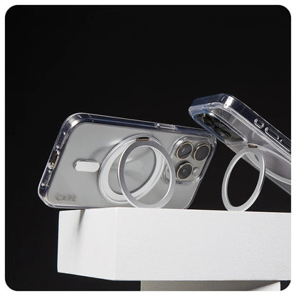 Custodia MagSafe per Apple iPhone 16 Pro Max, PanzerGlass, con Supporto Kickstand, Trasparente Argentata