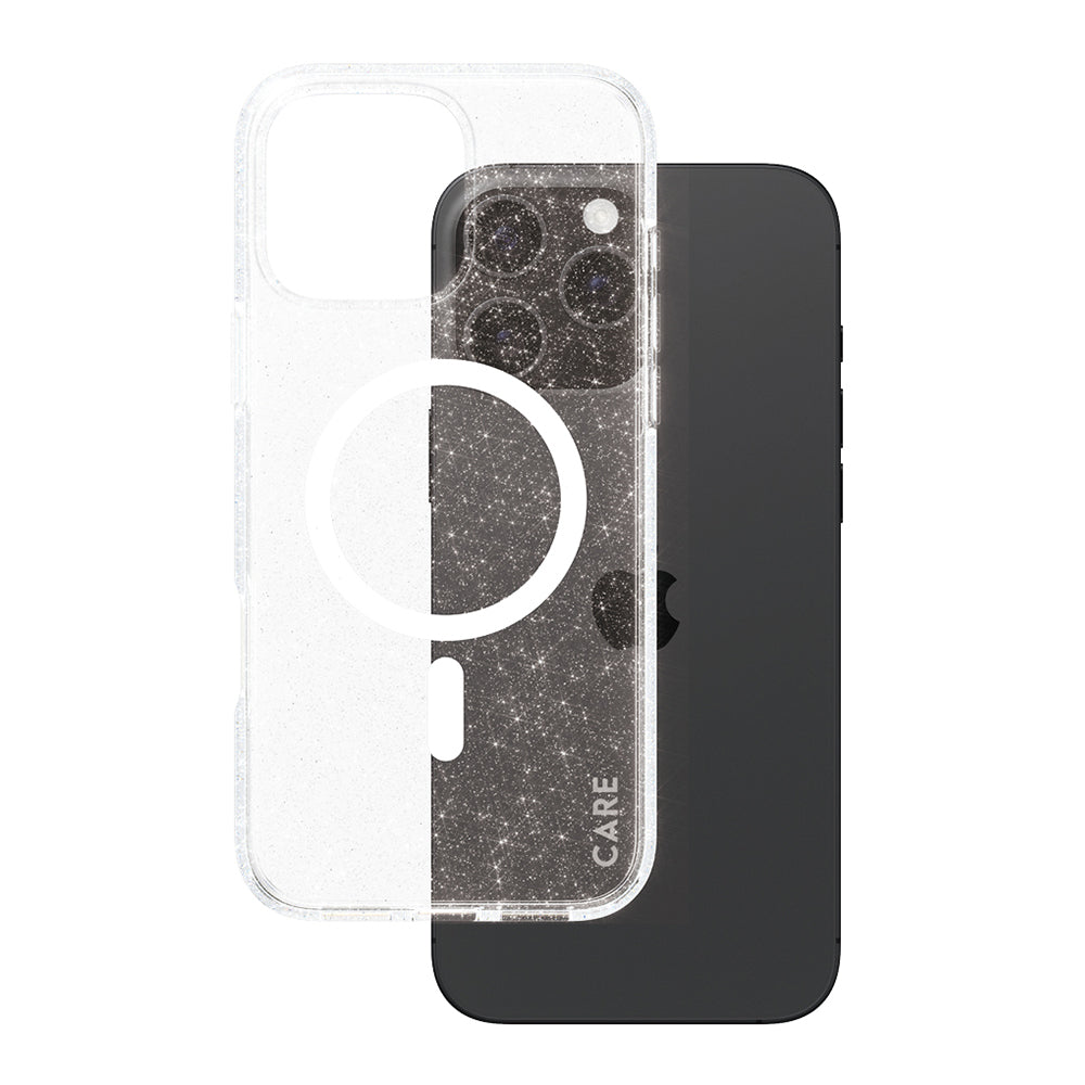 Custodia MagSafe per Apple iPhone 16 Pro Max, PanzerGlass, Care Urban Combat Star Lit, Trasparente Bianca