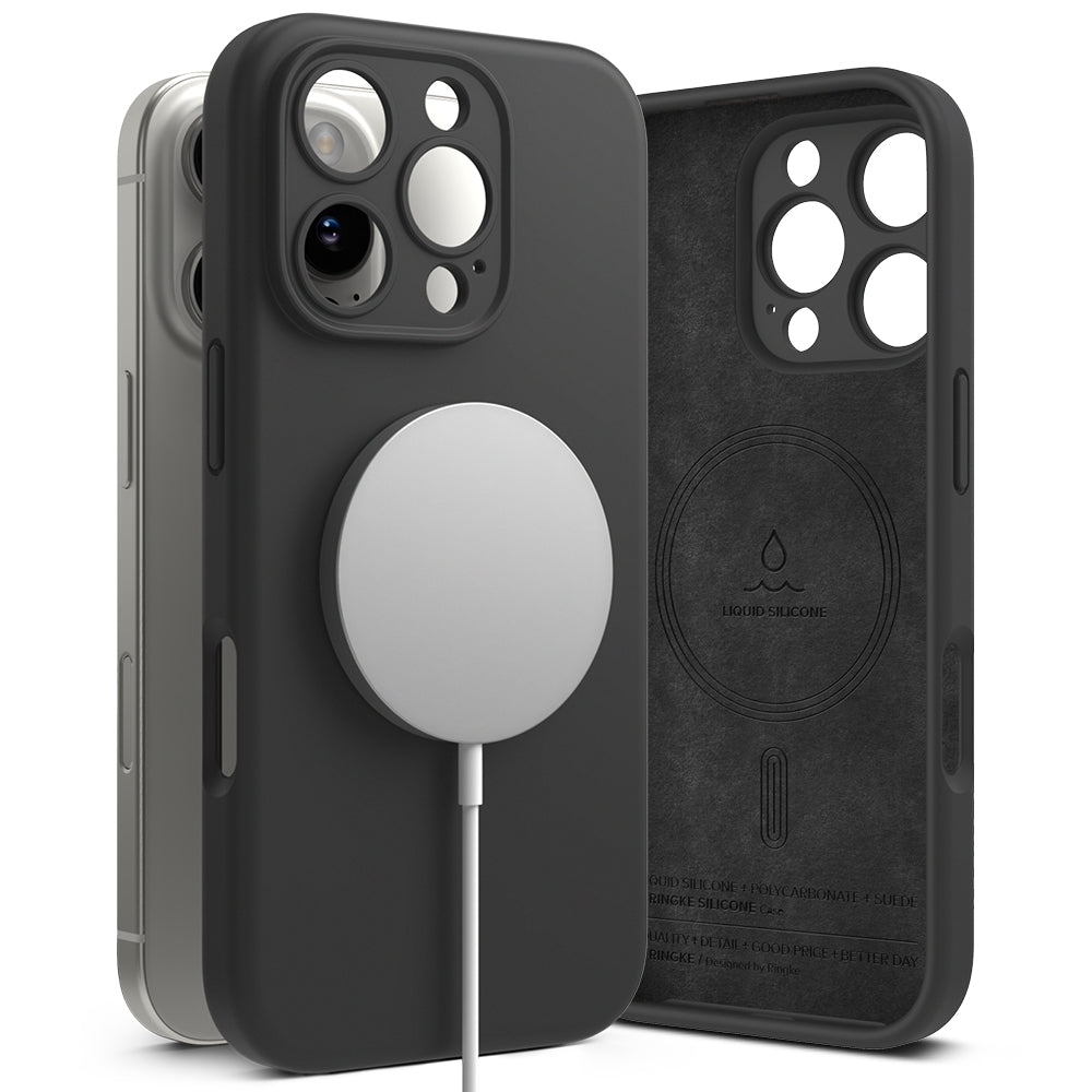 Custodia MagSafe per Apple iPhone 16 Pro Max, Ringke, Silicone, Nera