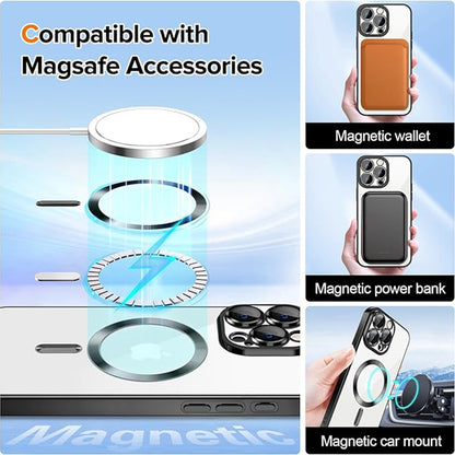 Custodia MagSafe per Apple iPhone 16 Pro Max, Techsuit, Luxury Crystal, Nera
