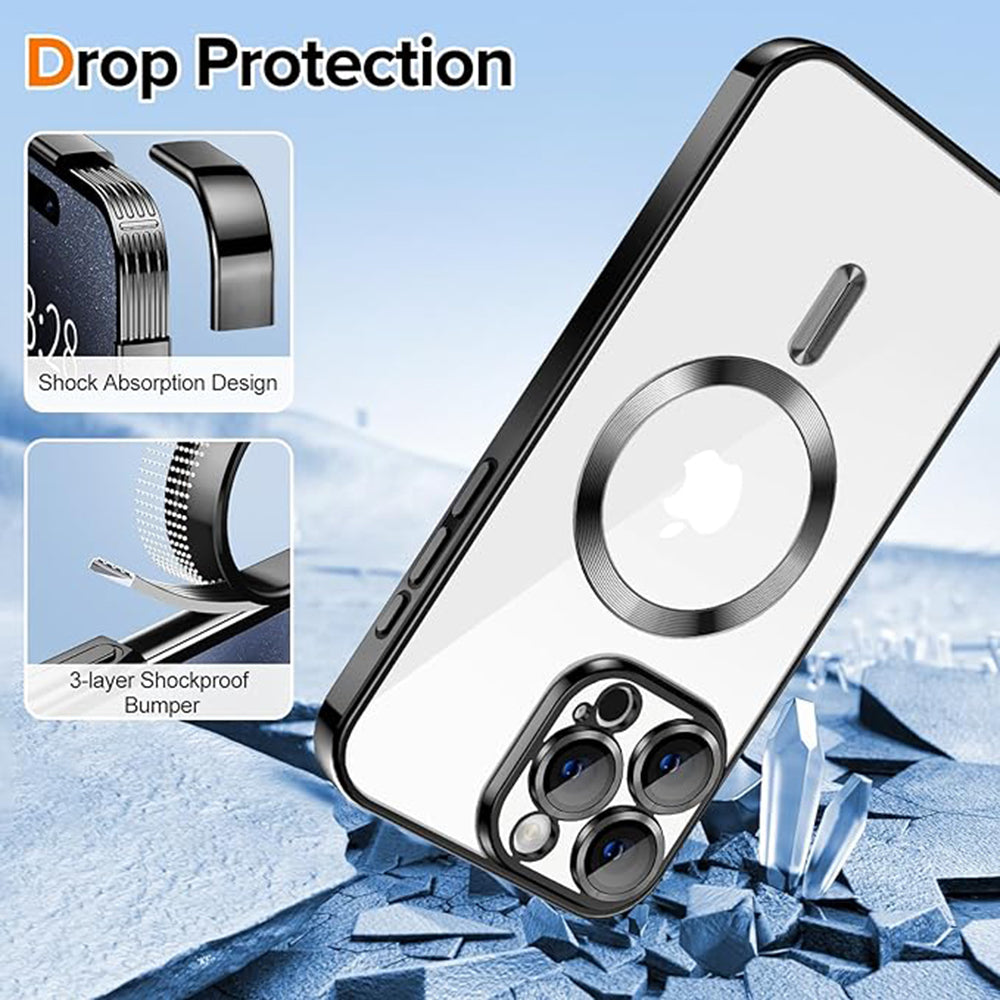 Custodia MagSafe per Apple iPhone 16 Pro Max, Techsuit, Luxury Crystal, Nera