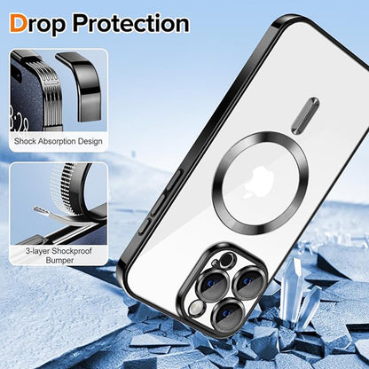 Custodia MagSafe per Apple iPhone 16 Pro Max, Techsuit, Luxury Crystal, Nera