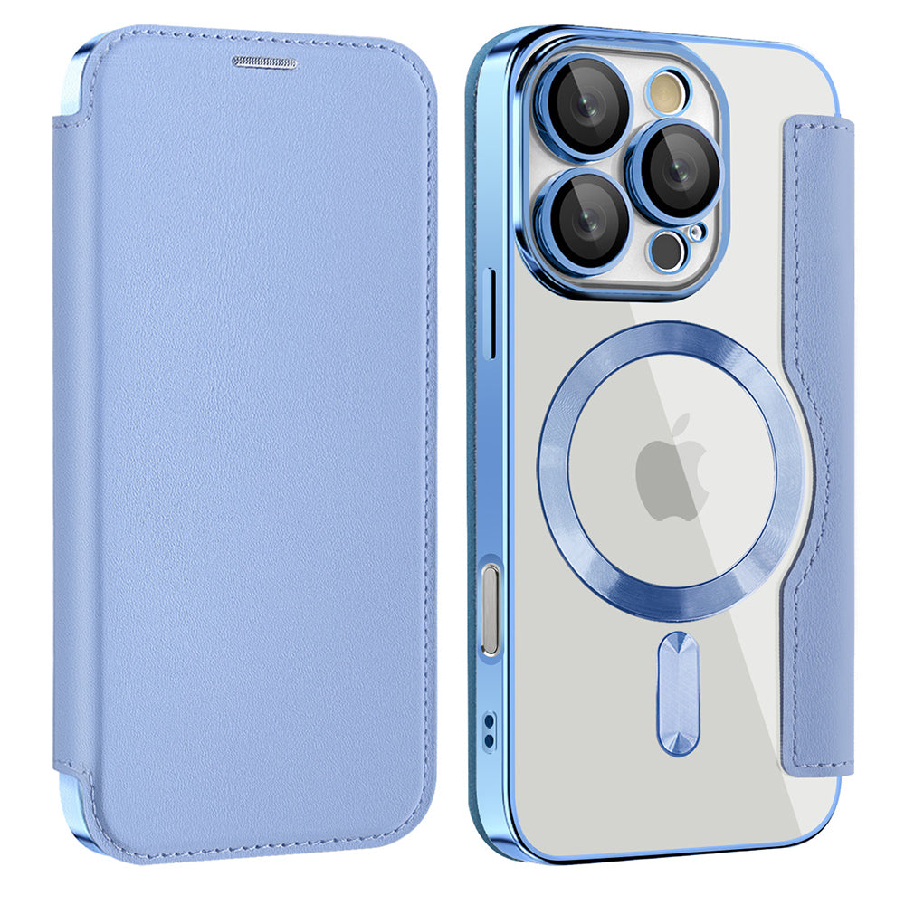 Custodia MagSafe per Apple iPhone 16 Pro Max, Techsuit, SmartMag Book, Blu