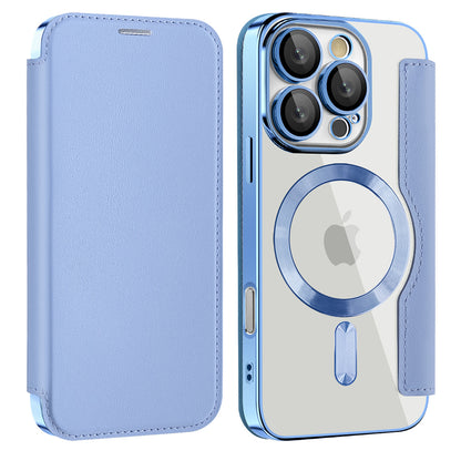 Custodia MagSafe per Apple iPhone 16 Pro Max, Techsuit, SmartMag Book, Blu