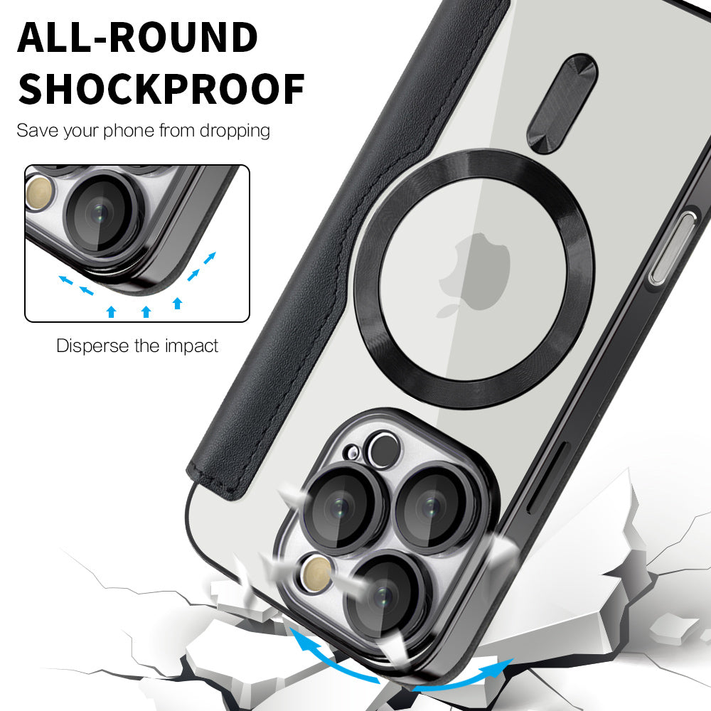 Custodia MagSafe per Apple iPhone 16 Pro Max, Techsuit, SmartMag Book, Nera