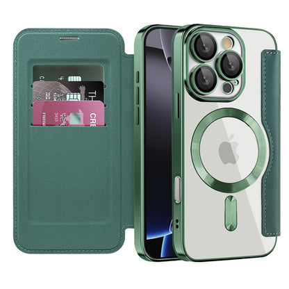 Custodia MagSafe per Apple iPhone 16 Pro Max, Techsuit, SmartMag Book, Verde