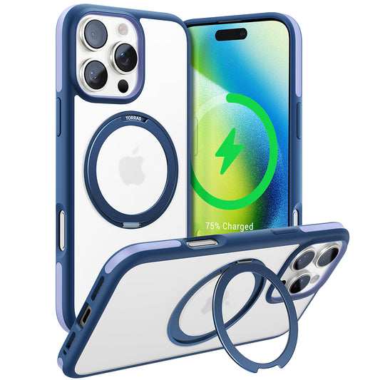 Custodia MagSafe per Apple iPhone 16 Pro Max, Torras, Ostand R Fusion, Blu navy