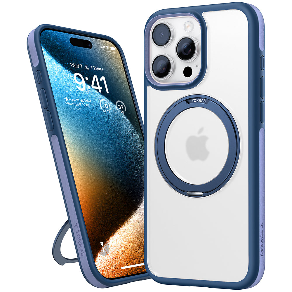 Custodia MagSafe per Apple iPhone 16 Pro Max, Torras, Ostand R Fusion, Blu navy