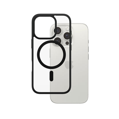 Custodia MagSafe per Apple iPhone 16 Pro, PanzerGlass, Frame, Trasparente Nera