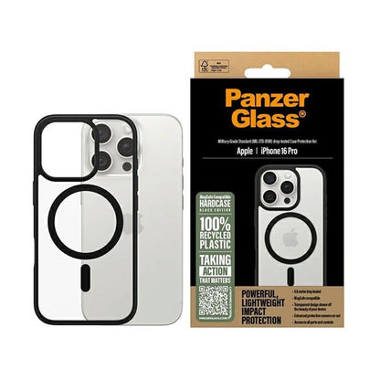 Custodia MagSafe per Apple iPhone 16 Pro, PanzerGlass, Frame, Trasparente Nera