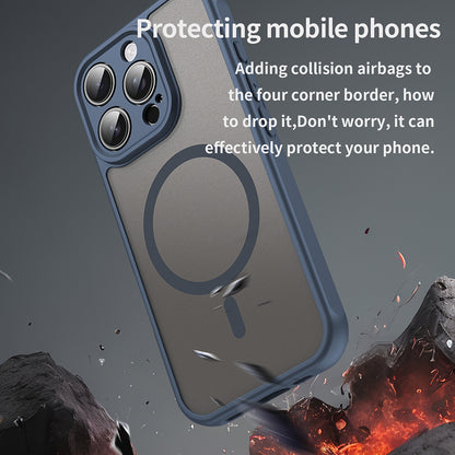 Custodia MagSafe per Apple iPhone 16 Pro, Techsuit, HaloFrost II, Blu Navy