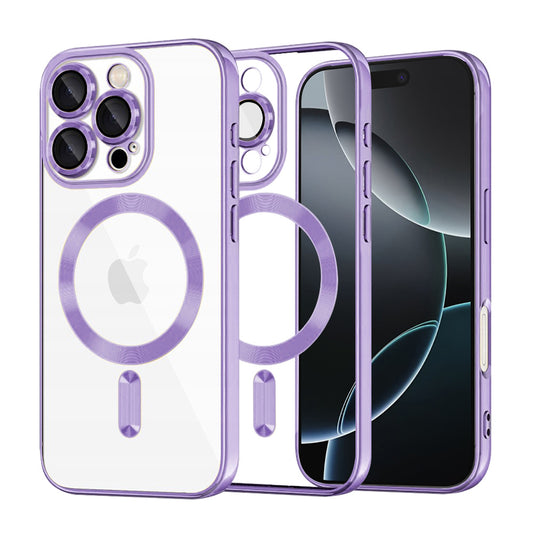 Custodia MagSafe per Apple iPhone 16 Pro, Techsuit, Luxury Crystal, Viola Chiaro