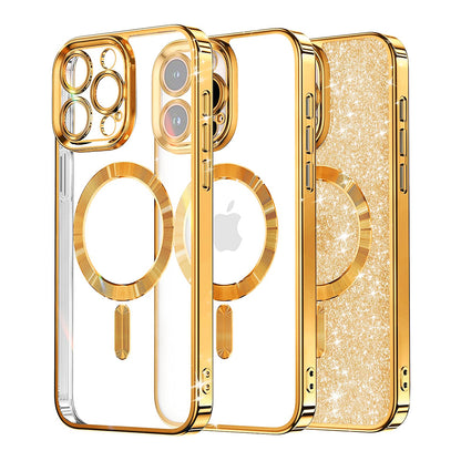 MagSafe Case for Apple iPhone 16 Pro, Techsuit, Luxury Glitter, Gold