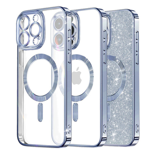 MagSafe Case for Apple iPhone 16 Pro, Techsuit, Luxury Glitter, Blue