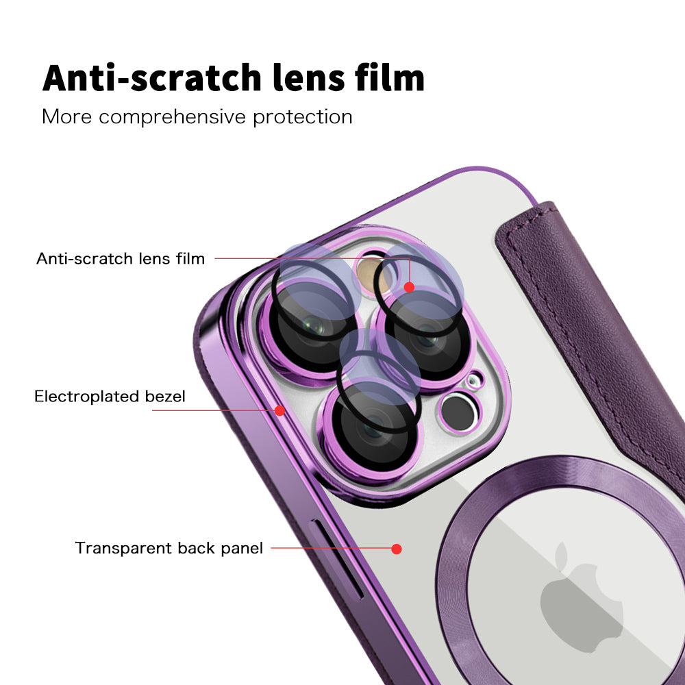 Custodia MagSafe per Apple iPhone 16 Pro, Techsuit, SmartMag Book, Viola
