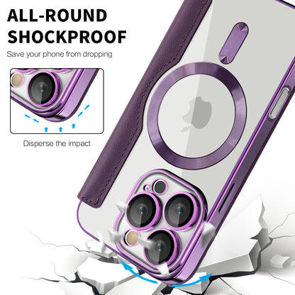 Custodia MagSafe per Apple iPhone 16 Pro, Techsuit, SmartMag Book, Viola