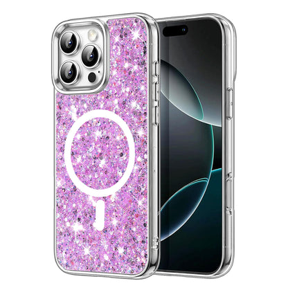 MagSafe Case for Apple iPhone 16 Pro, Techsuit, Sparkly Glitter, Magenta