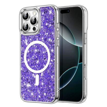 Custodia MagSafe per Apple iPhone 16 Pro, Techsuit, Sparkly Glitter, Viola