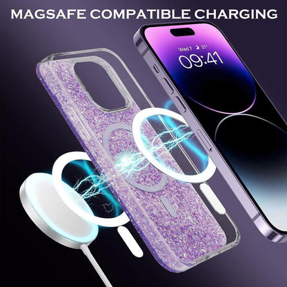 Custodia MagSafe per Apple iPhone 16 Pro, Techsuit, Sparkly Glitter, Viola