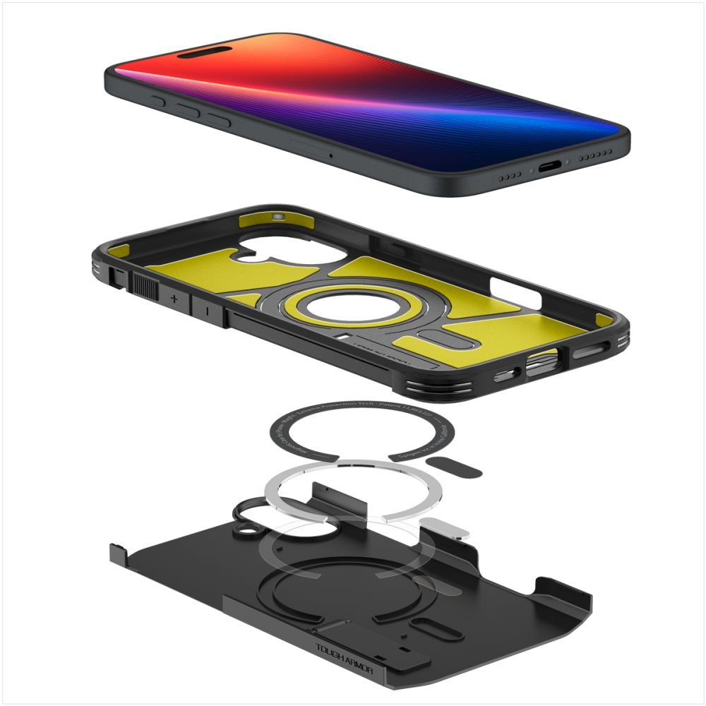 MagSafe Case for Apple iPhone 16, Spigen, Tough Armor, Black ACS08216