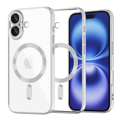 MagSafe Case for Apple iPhone 16, Techsuit, Luxury Crystal, Silver